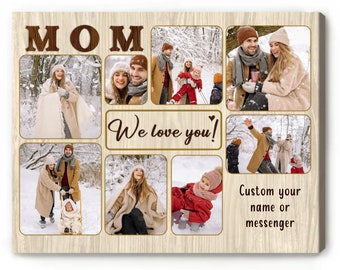 Personalized Gifts For Mom Photo Collage Canvas, Gift For Wife From Husband, Mom Birthday Gifts, Mother's Day Gifts For Mom, We Love You Mom