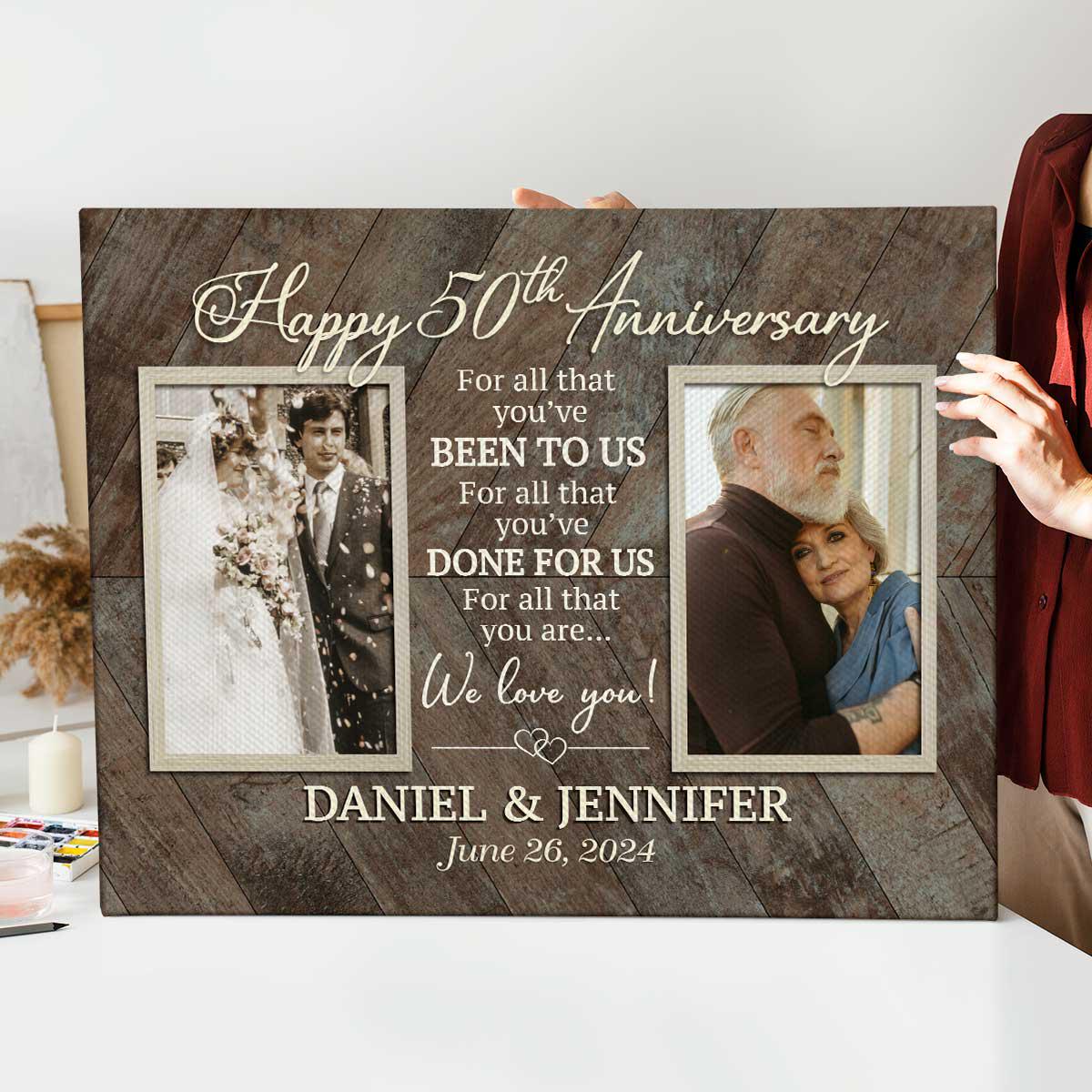 Personalized 50th Anniversary Photo Canvas, Golden Wedding Gift - Etsy