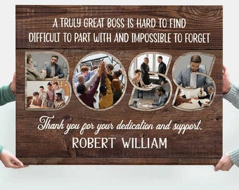 Personalized Boss Photo Collage Canvas: Boss Retirement Gifts
