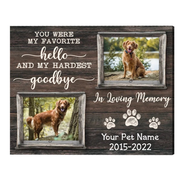Personalized Pet Loss Gifts, Sympathy Gift For Loss of Dog, Dog Passed Away Gift, In Loving Memory Of Pet Loss Canvas, Pet Memorial Wall Art