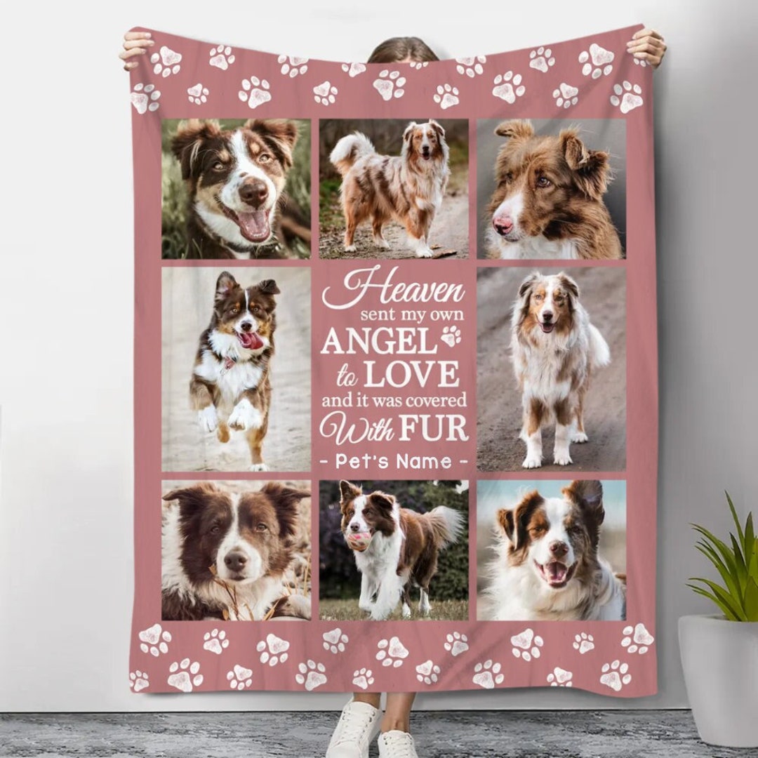Dog Memorial Blanket Photo Collage, Pet Loss Gift, Dog Bereavement Gift ...