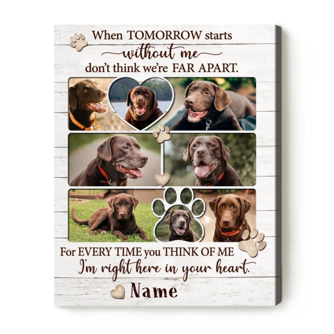 Custom Dog Memorial Photo Collage Canvas, Dog Loss Gift, Gift for