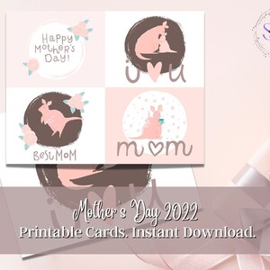 Tarjeta imprimible del Día de la Madre / Descarga digital / Linda Tarjeta Canguro / Tarjeta Feliz Día de la Madre / Regalo para mamá /