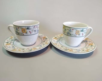 SET of 2 Small Coffee Cups & Saucers CLAUDIA decor - MITTERTEICH Bavaria - Bavaria Germany 80-90s