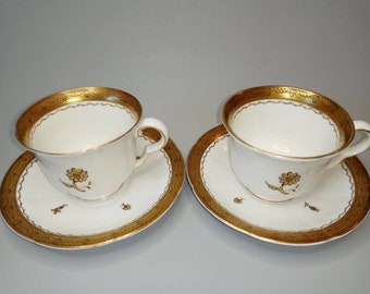 Gustavsberg AMBASSADÖR - Set of 2 Coffee Cups & Saucers - Gustavsberg Sweden - Wilhelm Kåge - 1930-1941