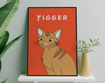 Ginger Cat aangepaste print, Ginger Cat Print, aangepaste kat Art Print, Ginger Cat kunst, aangepaste korthaar Cyperse kat kunst, kat poster kunst