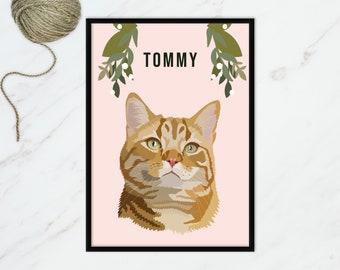 Aangepaste huisdierportretten, digitale gemberkat, huisdier kunst aan de muur, kat posterontwerp, portret kat, portret kat, gepersonaliseerde kat print, gember kat kunst print