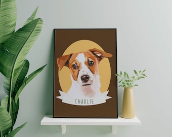 Jack Russell Custom Pet Portraits, Jack Russell Portrait, Dog Print Gepersonaliseerd, Digital Print, Custom Jack Russell Art, Dog Home Décor