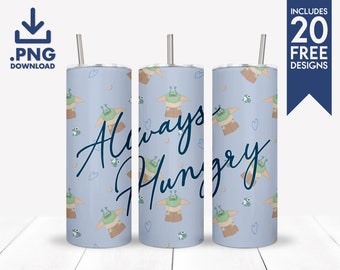 Grogu Tumbler Design  - 20oz Skinny Tumbler Wrap - Digital Template - 20oz Tumbler - Starbucks Tumbler Wrap - Starwars Gifts - Grogu SVG