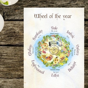 Wheel of the year, wiccan wall art, book of shadows pages, printable wall art, wiccan calendar, book of shadows, witchy gift for magic lover