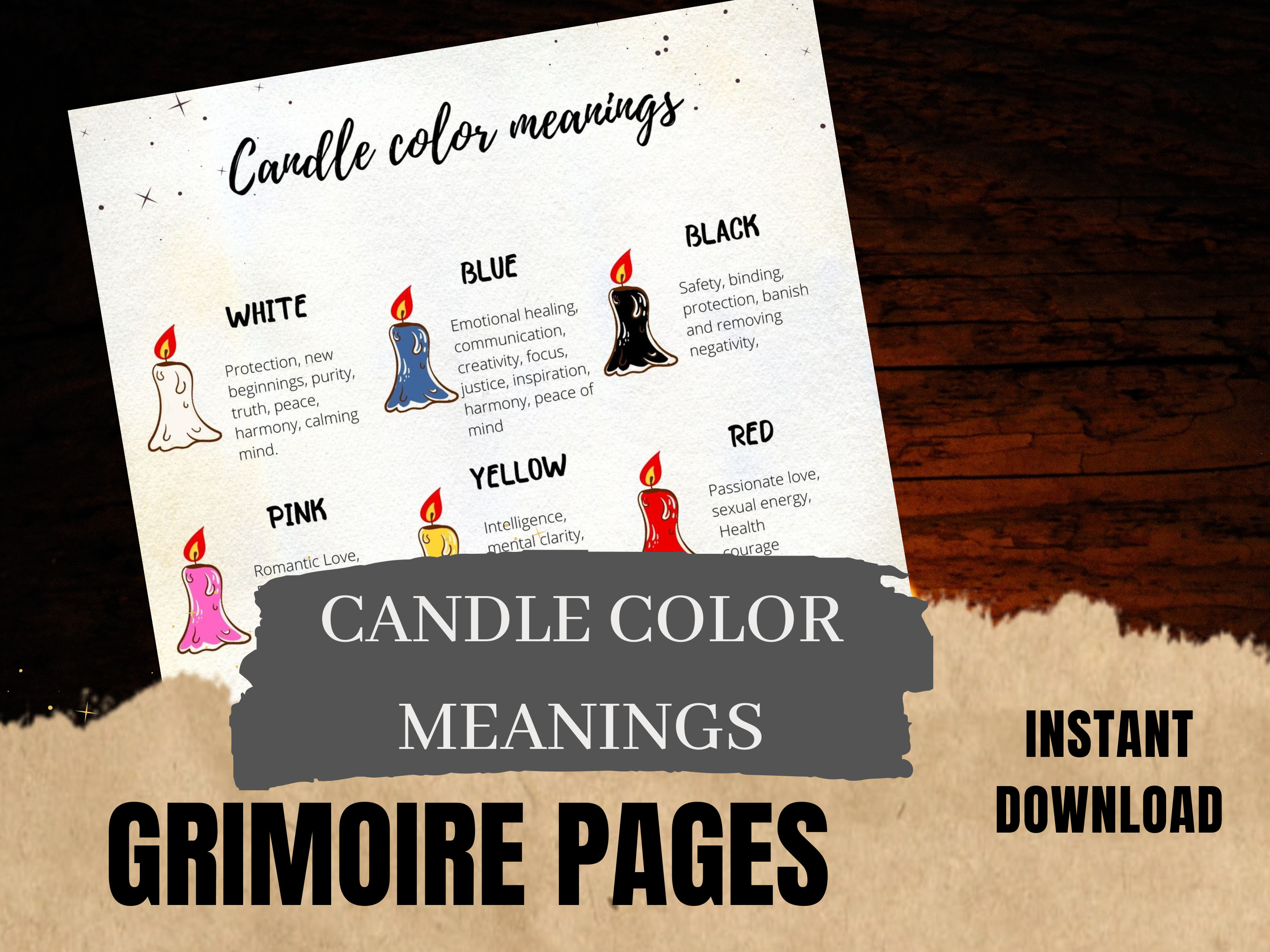 Candle Magic Color Meanings for Your Spell Book, Digital Download for ...