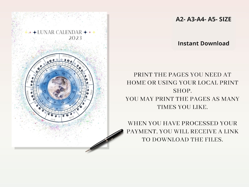 2023 Calendar 2023 Lunar Calendar PDF Printable Moon Phases - Etsy Finland