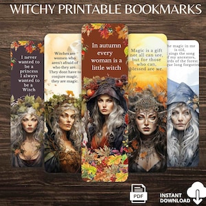 Witchy bookmarks printable, witchy quote,book of shadows, grimoire journal, witchcraft supplies,Fantasy bookmarks, autumn witchy accessories