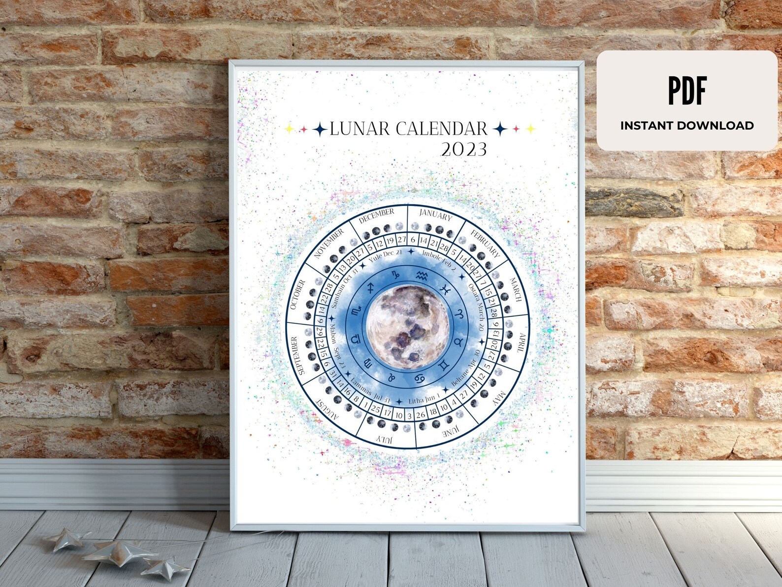 2023 Calendar 2023 Lunar Calendar PDF Printable Moon Phases - Etsy