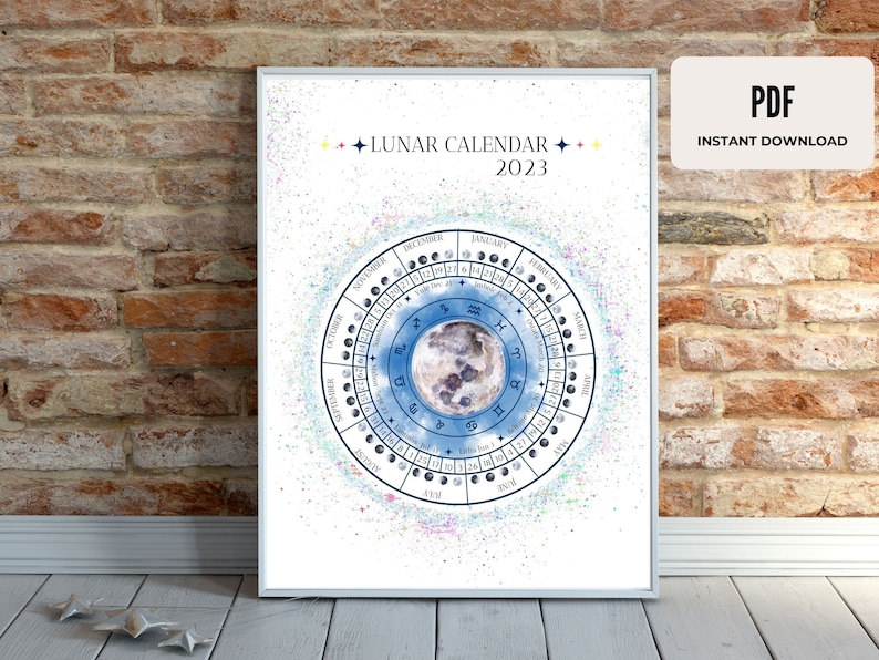 2023 Calendar 2023 Lunar Calendar PDF Printable Moon Phases - Etsy
