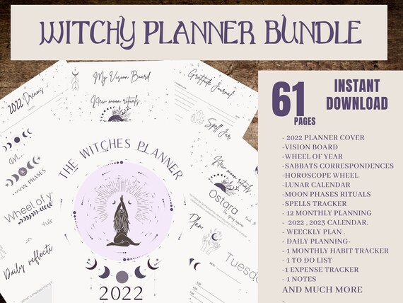 Wiccan Calendar 2023 Pdf Witch Planner 2022 Printable Pages Book Of Shadows Spell | Etsy