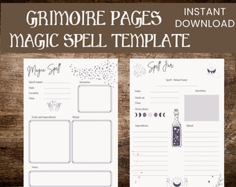 Spell Jar Grimoire Page Template, Witchcraft Spell Book (PDF)