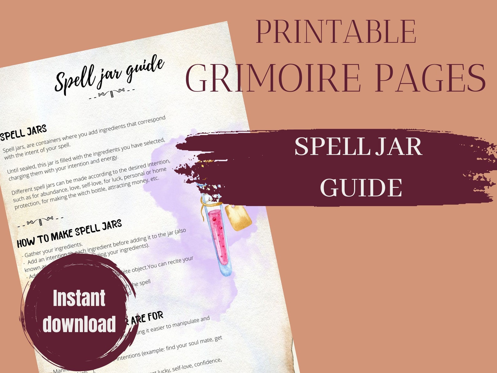 Book of Shadows Spell Jar Pages, Grimoire Pages for Baby Witch ...