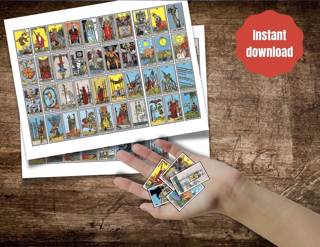 Printable Tarot Cards Deck, Tarot Stickers, Rider Waite Mini Tarot Deck