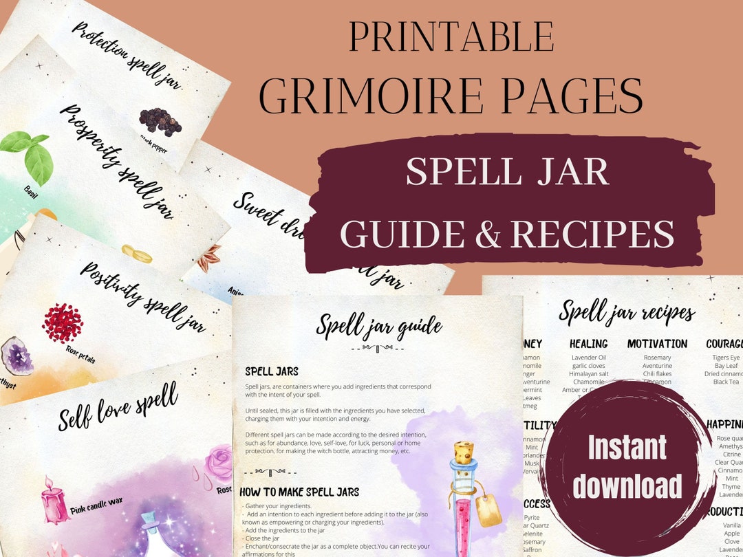 Book of Shadows Spell Jar Pages, Grimoire Pages for Baby Witch ...