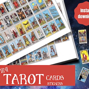 Printable Mini Rider Waite Tarot Deck, Journal Stickers (PDF)