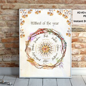 Wheel of the Year 2023, Witch calendar, pagan decor, wiccan gifts for women, pagan year wall art, jule ostara samhain imbolc sabbat calendar