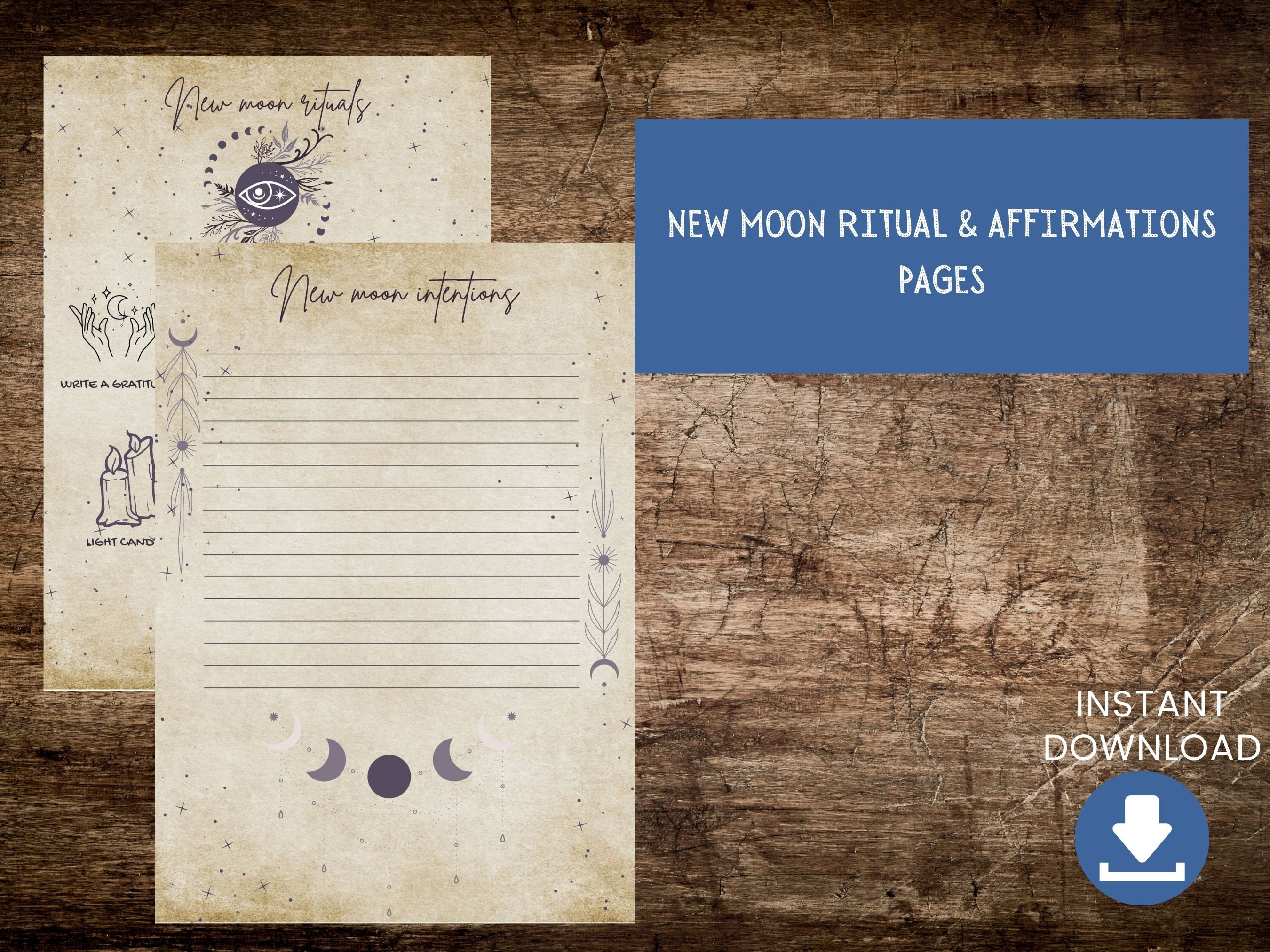 Moon Phase Ritual, Book of Shadows, Grimoire Pages, Moon Water and Moon ...