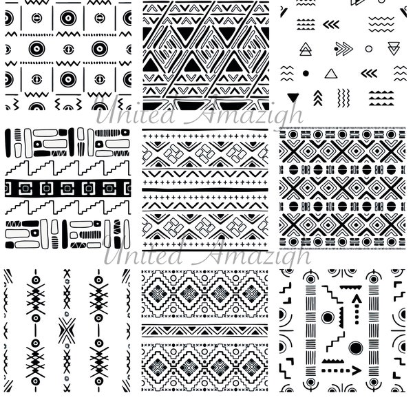 Amazigh Tattoo Stamps, Africa cultural art, Berber Brush Set, Symbolic Motif brushes. Black history Gift, africa maps, Instant download