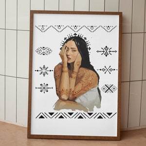 Berber Tattoo Art Print: Amazigh Symbol, African Woman (Digital Download)
