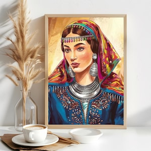 Amazigh Woman Illustration PNG Amazigh Travel Amazigh Poster Morocco Algeria Wall Art Poster Moroccan Wall Art Amazigh Woman Portrait