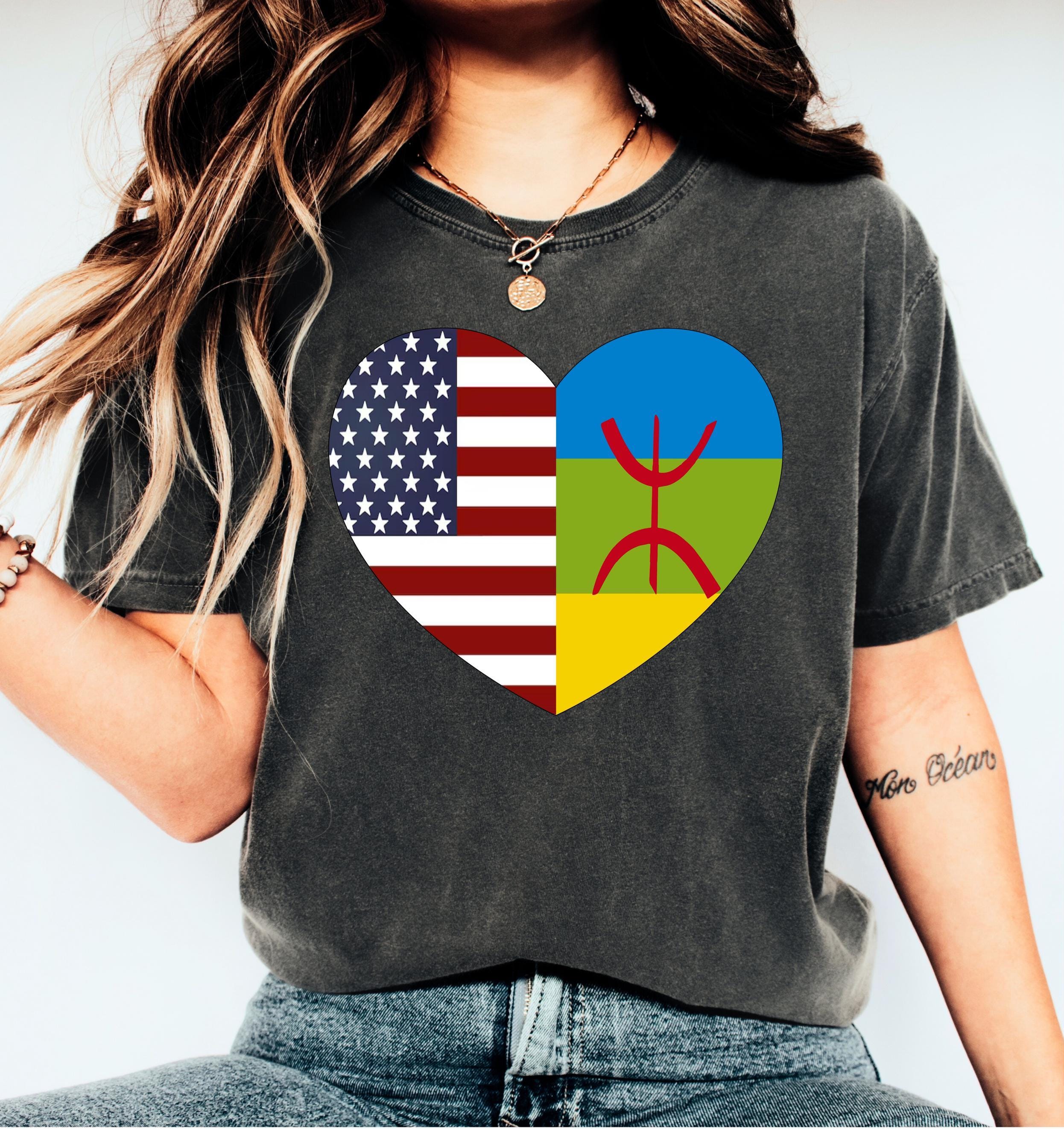 Amazigh Tshirt Amazigh American Flag Berber Tattoo Amazigh Tattoo Kabyle Dress Tifinagh Symbols Amazigh Flag Tshirt Amazigh Us Flag Shirt