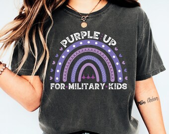 Purple up Rainbow Military Child Shirt, Purple Up Shirt, Military Kids Shirt, Military Mom Appreciation Shirt, Military Kids Awareness Shirt
