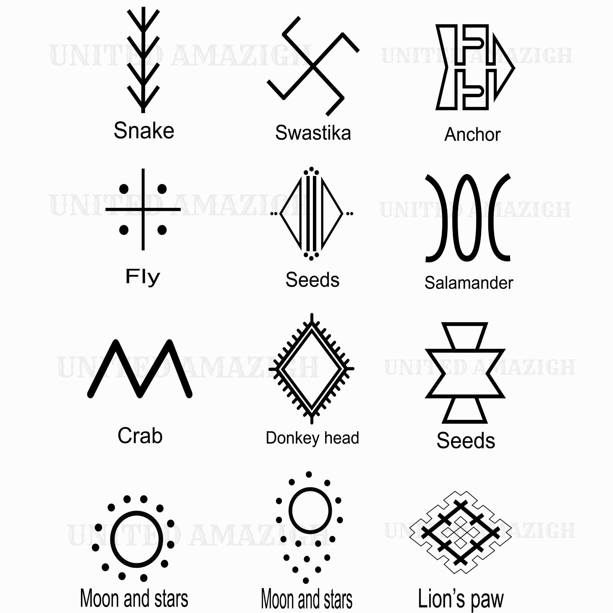 Berber Symbols Tattoo. 24 African Berber Tattoos and Their Meanings. Berber  Digital Product, Ethnic Symbol Printables, Amazigh Berber Art - Etsy Israel, image size:2000x2000