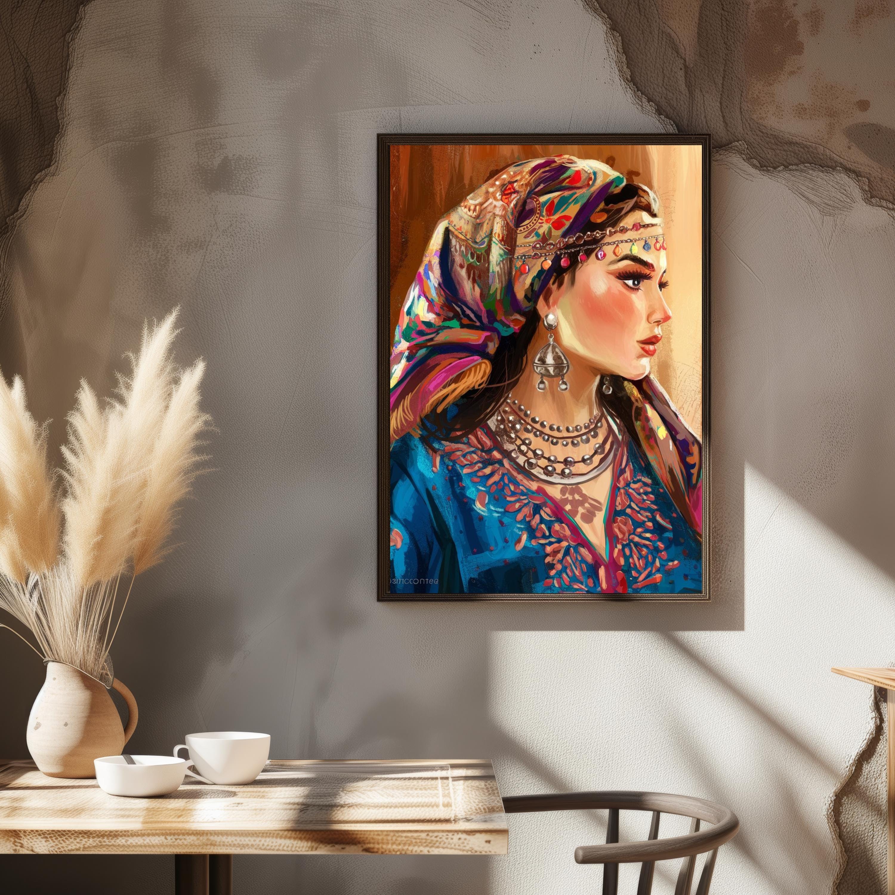 IMAZIGHEN 油絵アート Amazigh Woman Illustration PNG Amazigh Travel Amazigh Poster