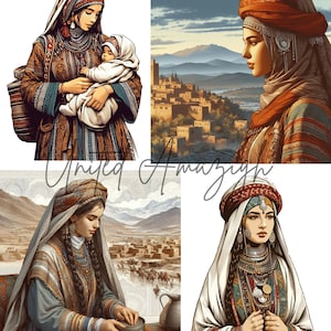 Amazigh Woman Illustration PNG Amazigh Travel Amazigh Poster Morocco Algeria Wall Art Poster Moroccan Wall Art Amazigh Woman Portrait