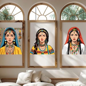 Amazigh Woman Illustration PNG Amazigh Travel Amazigh Poster Morocco Algeria Wall Art Poster Moroccan Wall Art Amazigh Kabyle Woman Portrait