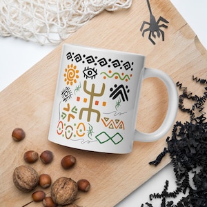 Taza amazigh. Tatuaje bereber. Taza bereber amazigh. Símbolos tifinagh. Taza de mujer amazigh. Amazigh bereber. Taza blanca africana brillante. Impresión amazigh.