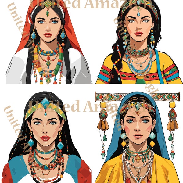 Tampons de tatouage pour femmes amazighes, art culturel africain, jeu de pinceaux berbères, pinceaux authentiques Procreate. Cadeau histoire des Noirs, téléchargement immédiat