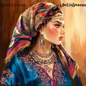 Amazigh Woman Illustration PNG Amazigh Travel Amazigh Poster Morocco Algeria Wall Art Poster Moroccan Wall Art Amazigh Woman Portrait