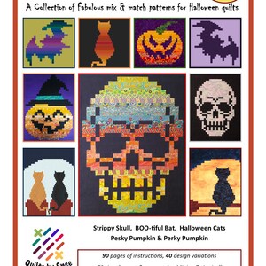 Halloween Fab 5 Quilt Pattern Bargain Bundle (PDF): Mix and match HUMAN designed, easy, beginner friendly quilts! 40 variations & 70 sizes!