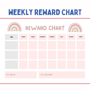 Chore Chart for Kids, Printable Daily Weekly Reward Chart for Kids, Behavior Chart,  Reward Chart