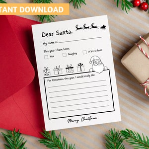 Printable Santa Letter for Kids, Dear Santa Letter