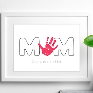Mama Handabdruck Erinnerung, Minimalistische Wandkunst, Mama Geschenk für Kinder, Printable DIY Erinnerungsblatt, Kinder Handabdruck Karte, Digitale Produkte