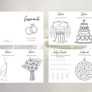 Portuguese Kids Wedding Activity and Coloring Book. Busy Book For Kids