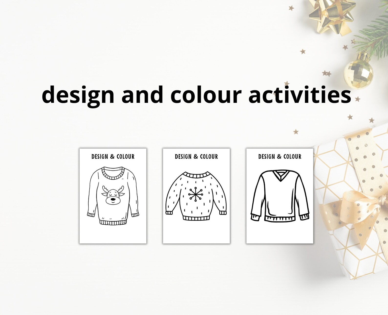 Printable Christmas Jumper Day Kids Activities, Christmas Crafts Etsy