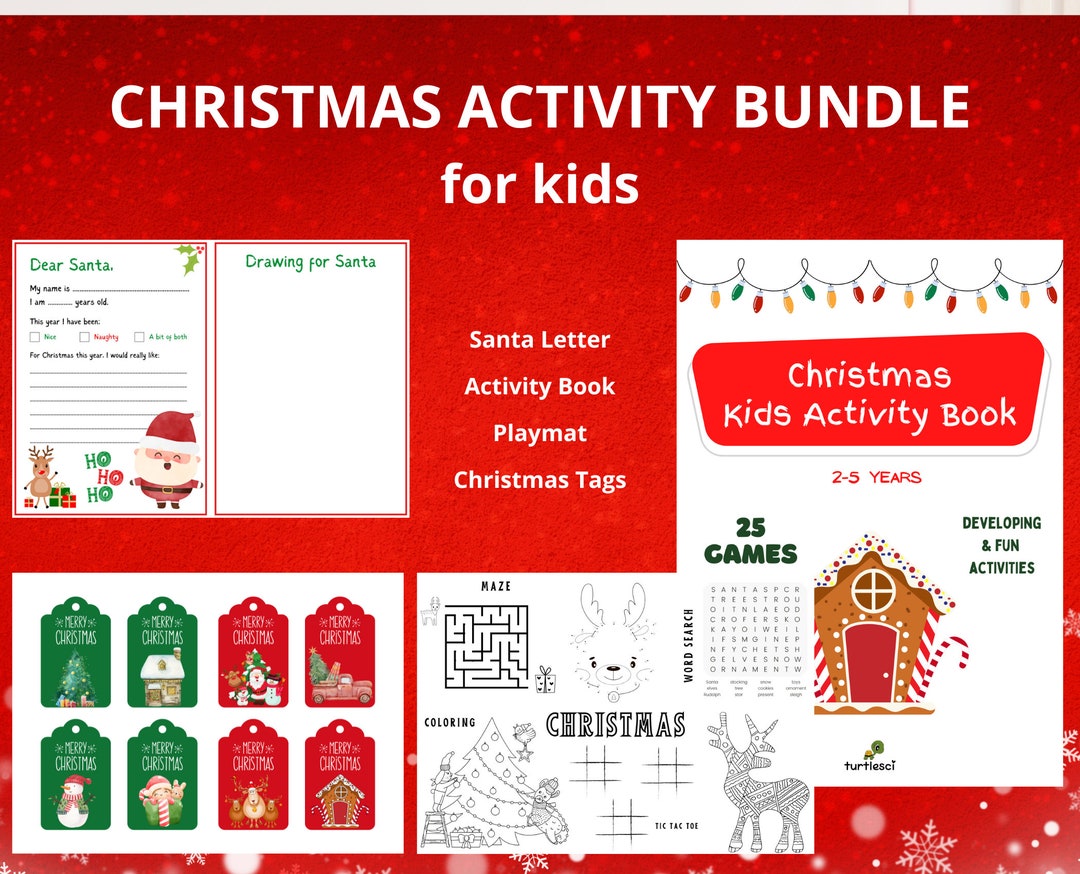 Christmas Kids Activity Bundle Printable, Kids Activity Bundle, Santa ...