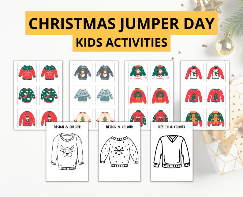 Printable Christmas Jumper Day Kids Activities, Christmas Crafts Etsy