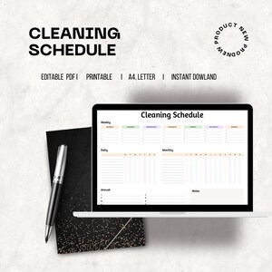 Editable Cleaning Schedule, Weekly Monthly Yearly Cleaning Checklist , ADHD Cleaning Planner