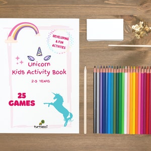 Printable Unicorn Kids Activity Book, Toddler Busy Book, Kids Activity Bundle