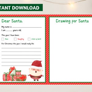 Lettera stampabile di Babbo Natale, Lettera a Babbo Natale, Caro Babbo Natale Lista dei desideri